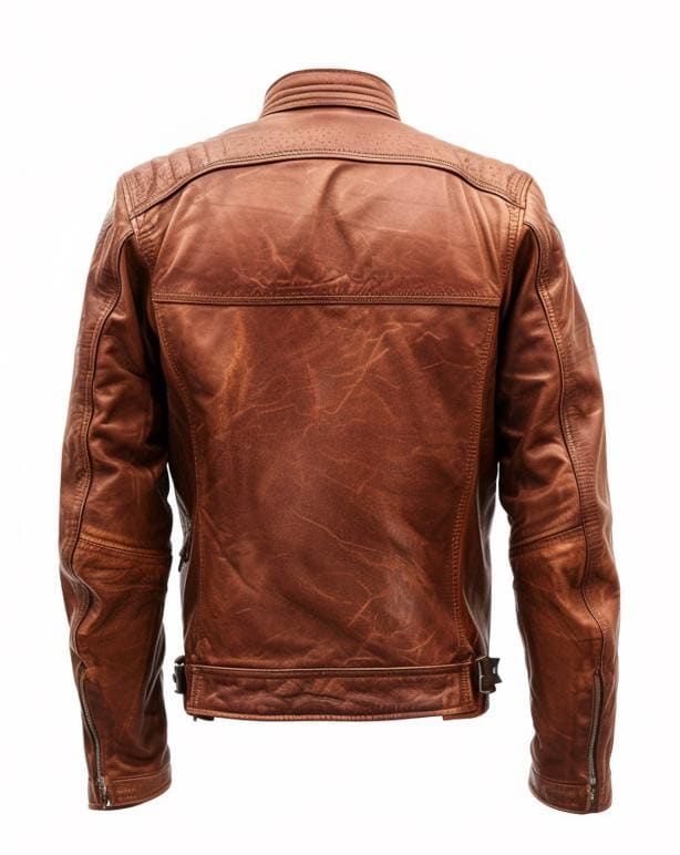 Men's Brown Real Leather Biker Jacket – Distressed Slim Fit Motorcycle Streetwear by Leather Chloride