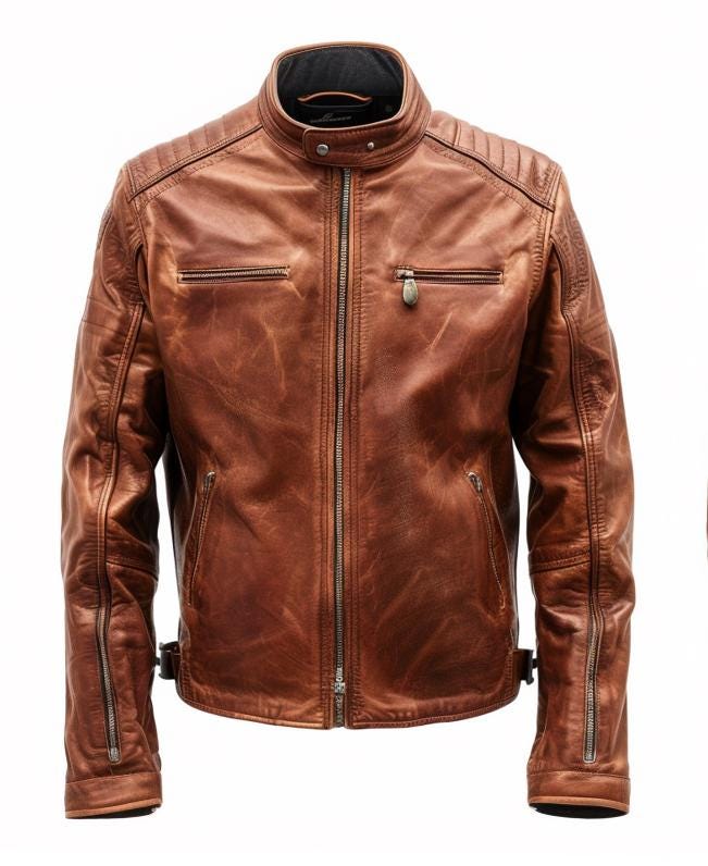 Men's Brown Real Leather Biker Jacket – Distressed Slim Fit Motorcycle Streetwear by Leather Chloride