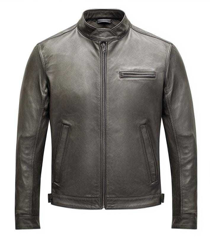 Men's Grey Real Leather Jacket – Slim Fit Streetwear Casual Classic Style by Leather Chloride