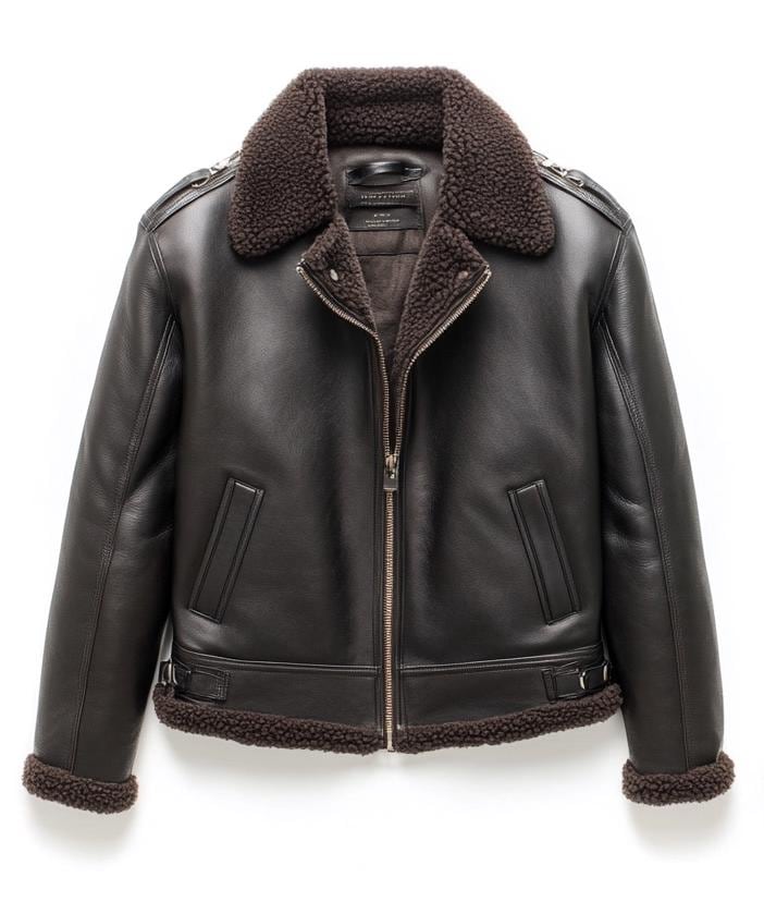 Men's Genuine Fur Aviator Jacket – Real Leather Dark Brown Winterwear by Leather Chloride