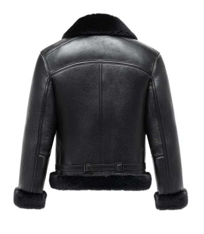 Men's Genuine Fur Shearling Jacket – Real Leather Black Winterwear Street Style by Leather Chloride