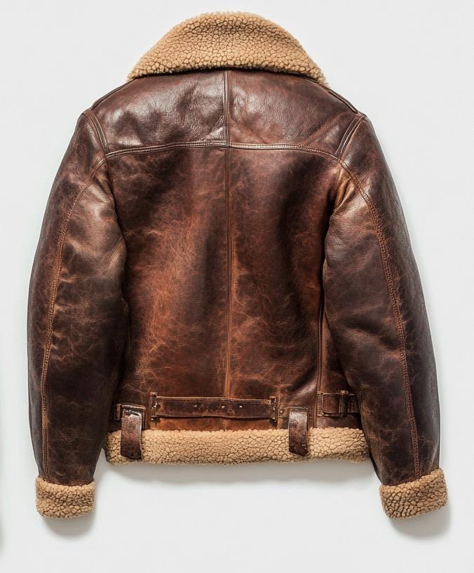 Men's Genuine Fur Shearling Jacket – Real Leather Brown Distressed Winterwear by Leather Chloride