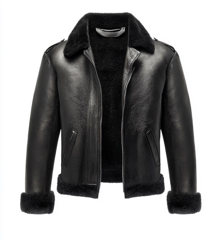 Men's Genuine Fur Shearling Jacket – Real Leather Black Winterwear Street Style by Leather Chloride