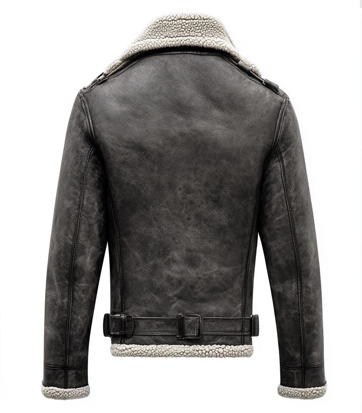 Men's Genuine Fur Shearling Jacket – Real Leather Black Winterwear Street Style by Leather Chloride