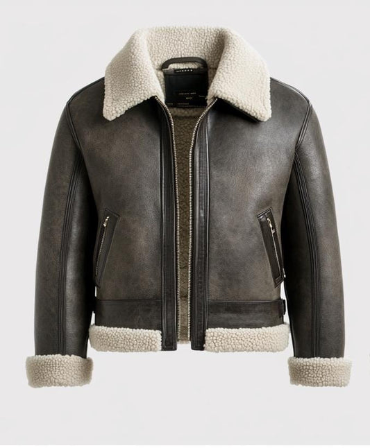 Men's Genuine Fur Shearling Jacket – Real Leather Brown Winterwear Street Style by Leather Chloride